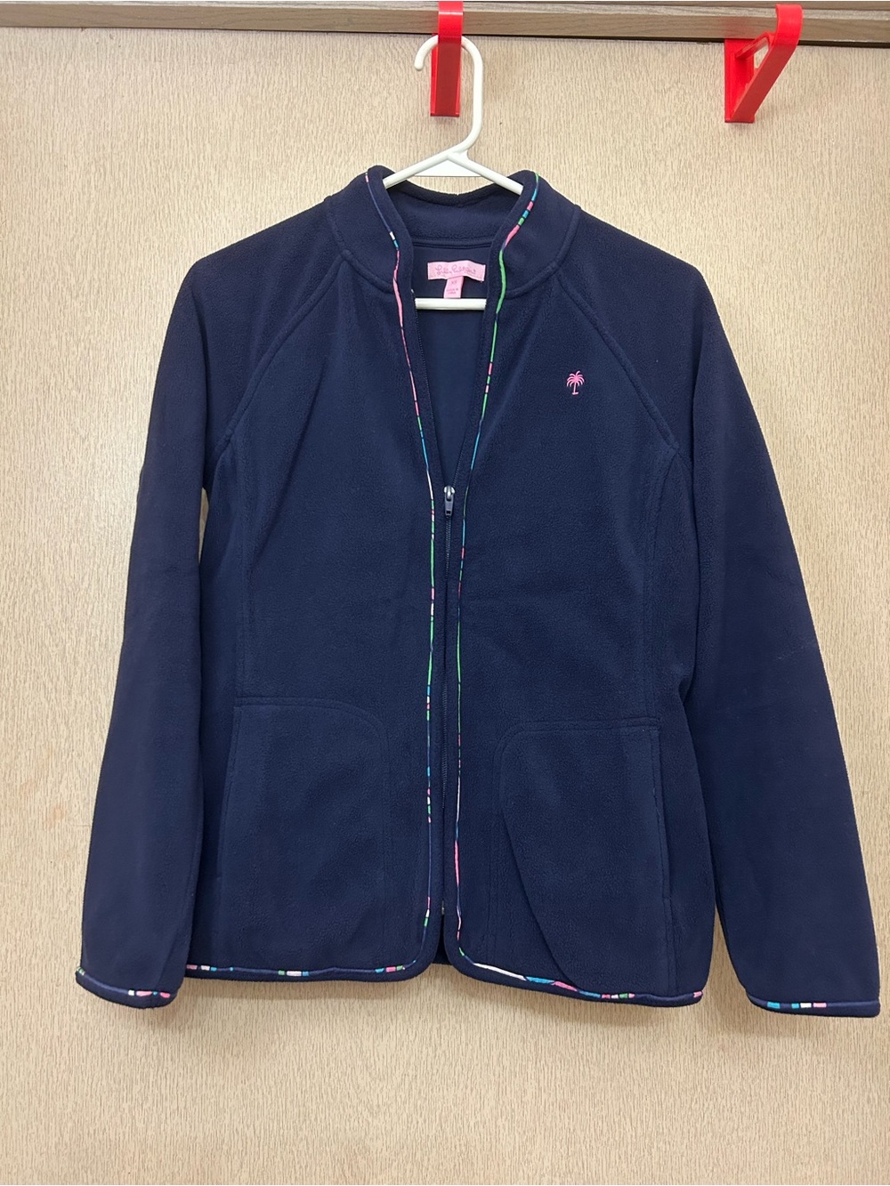Lilly Pulitzer Navy Blue Fleece Zip Up Jacket for Women - Size XS